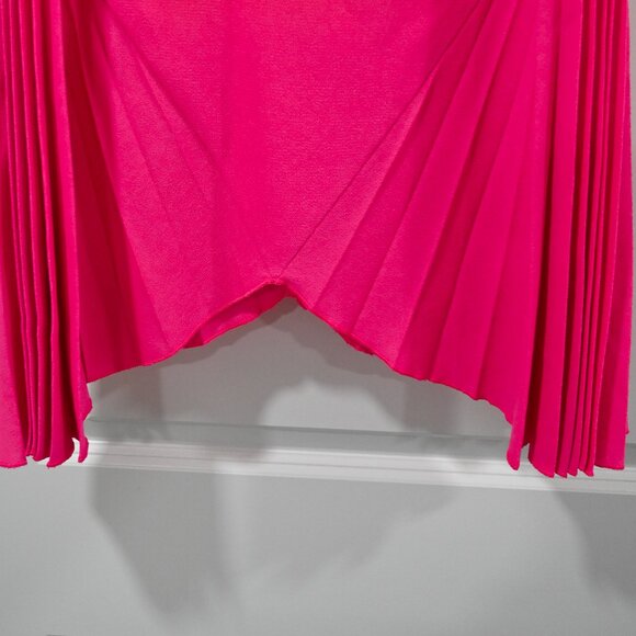 Christopher Kane Size 8 Wool Neon Pink Pleated Sleeveless Mini Dress - Picture 8 of 8